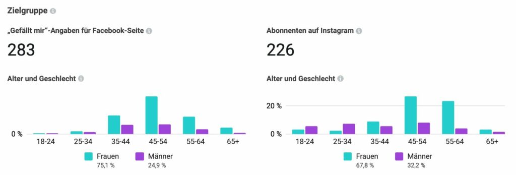 Screenshot Anzahl Abonnenten Facebook und Instagram