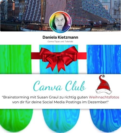 Grafik zur Ankuendigung des Workshops im Canva Club von Daniela Kietzmann