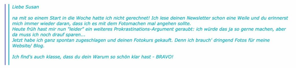 Und noch ein Screenshot von einem positiven Feedback auf die Rabattaktion